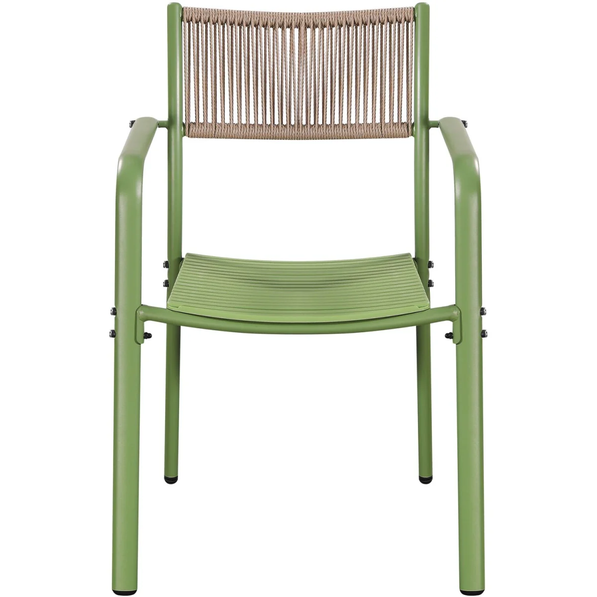 Pair of Rope Back Effect Garden Bistro Metal Armchairs - Moss Green – image 3