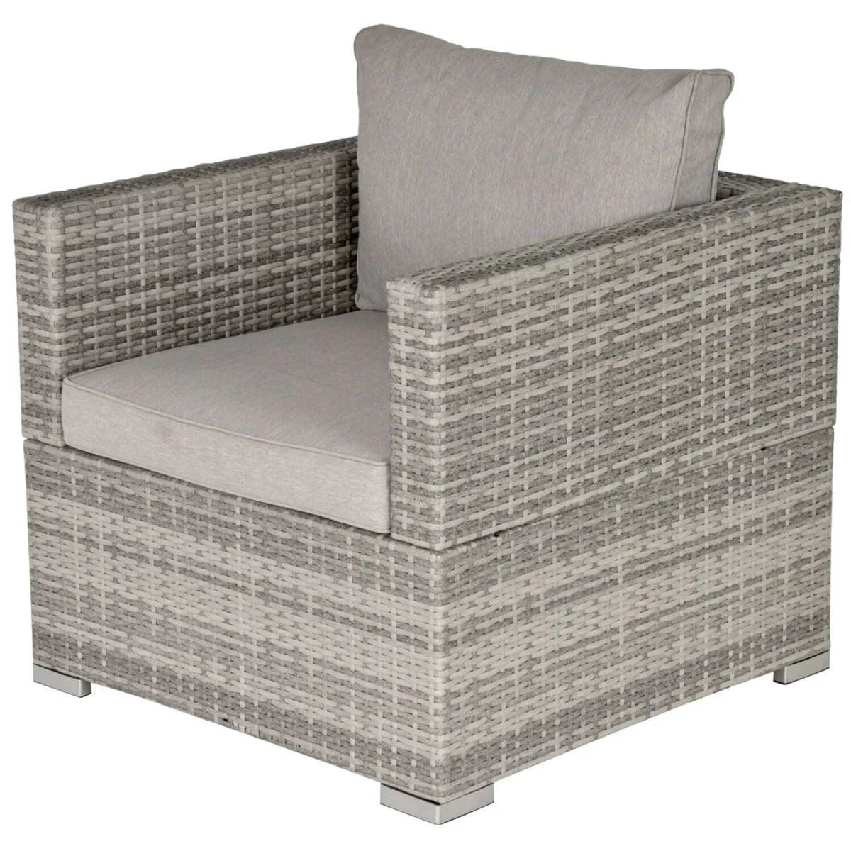 Karettano Grey Rattan Single Outdoor Armchair with Cushions and Armrests – image 2