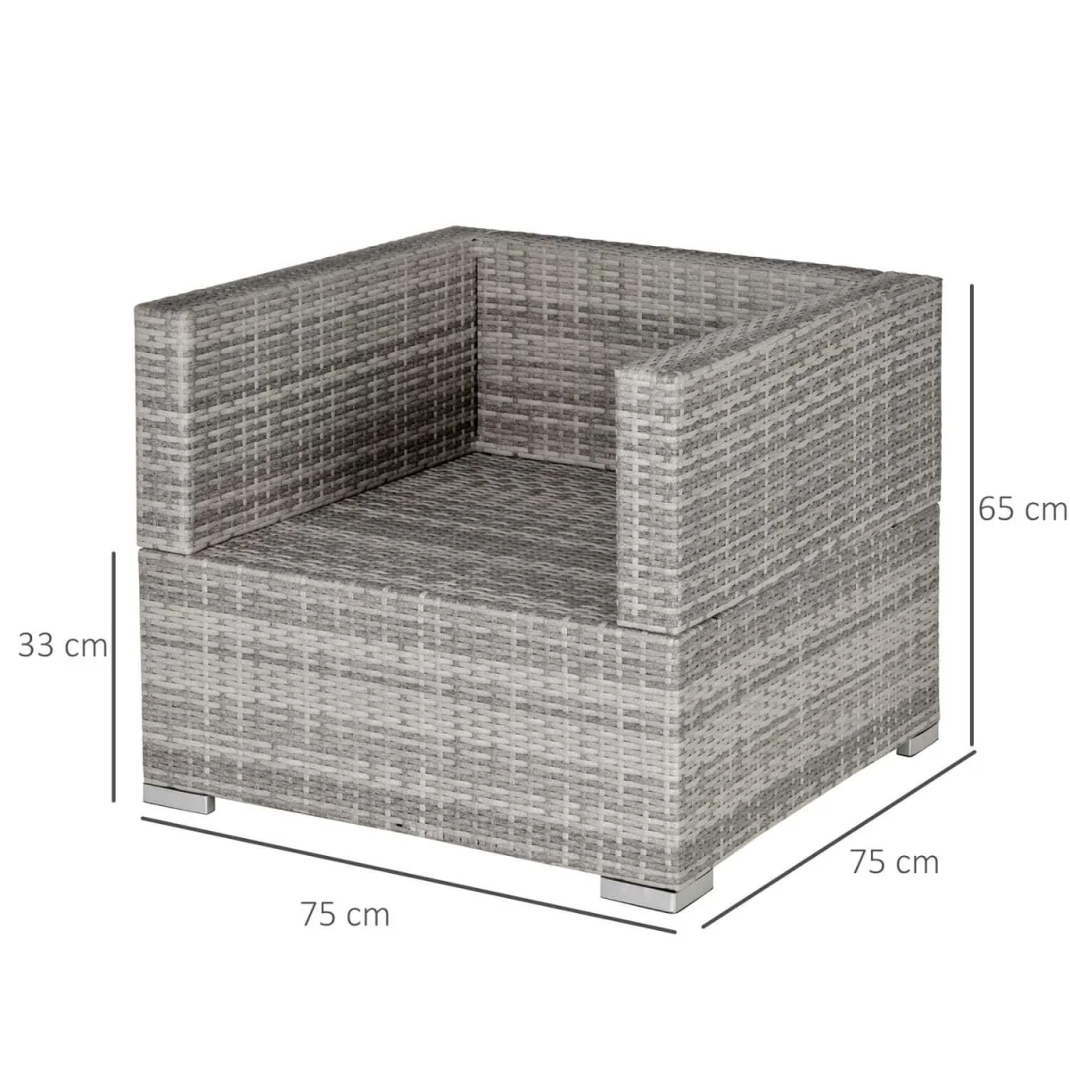 Karettano Grey Rattan Single Outdoor Armchair with Cushions and Armrests – image 4