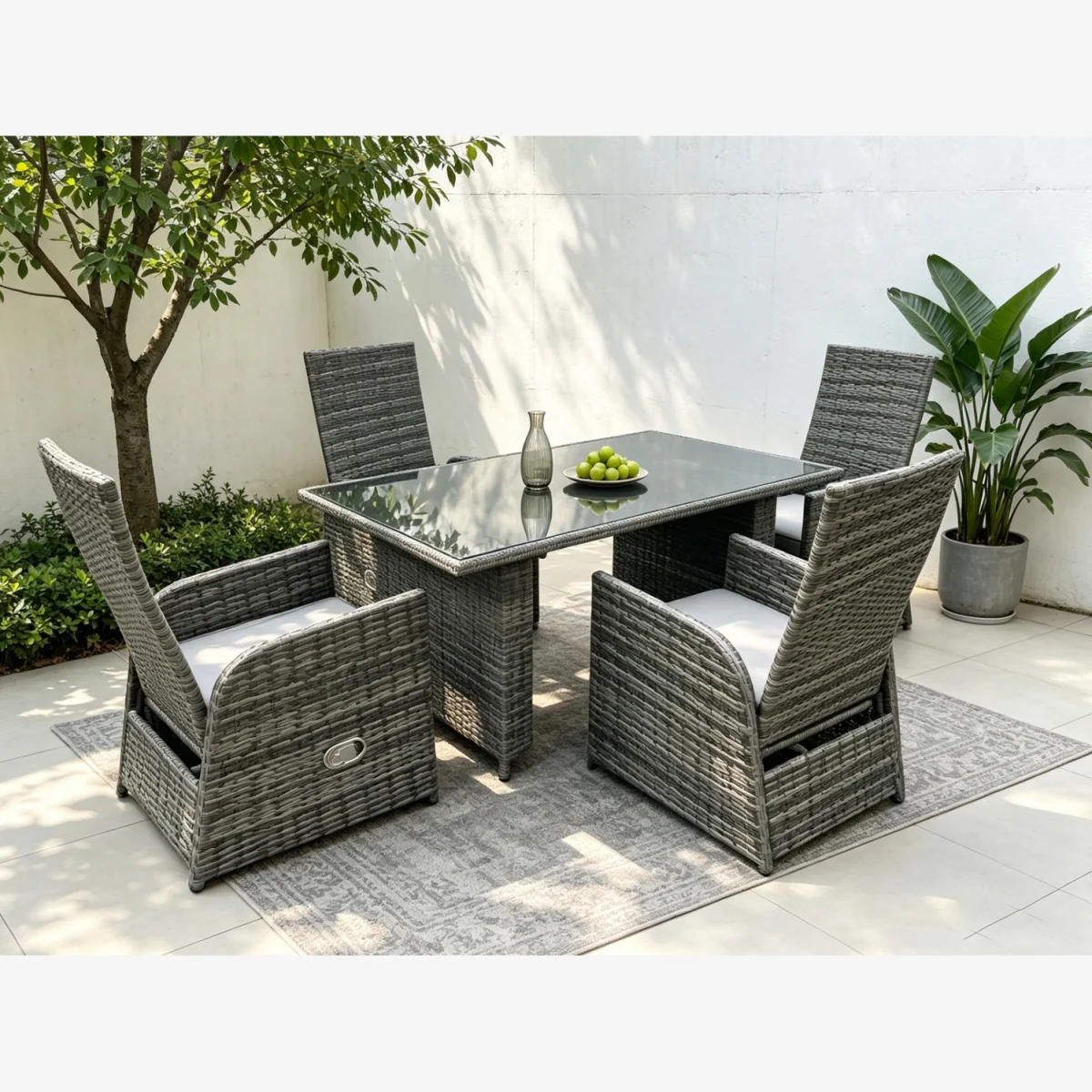 Outdoor PE Wicker Rattan Garden Furniture Reclining Chair - Dark Grey Mixed – image 1