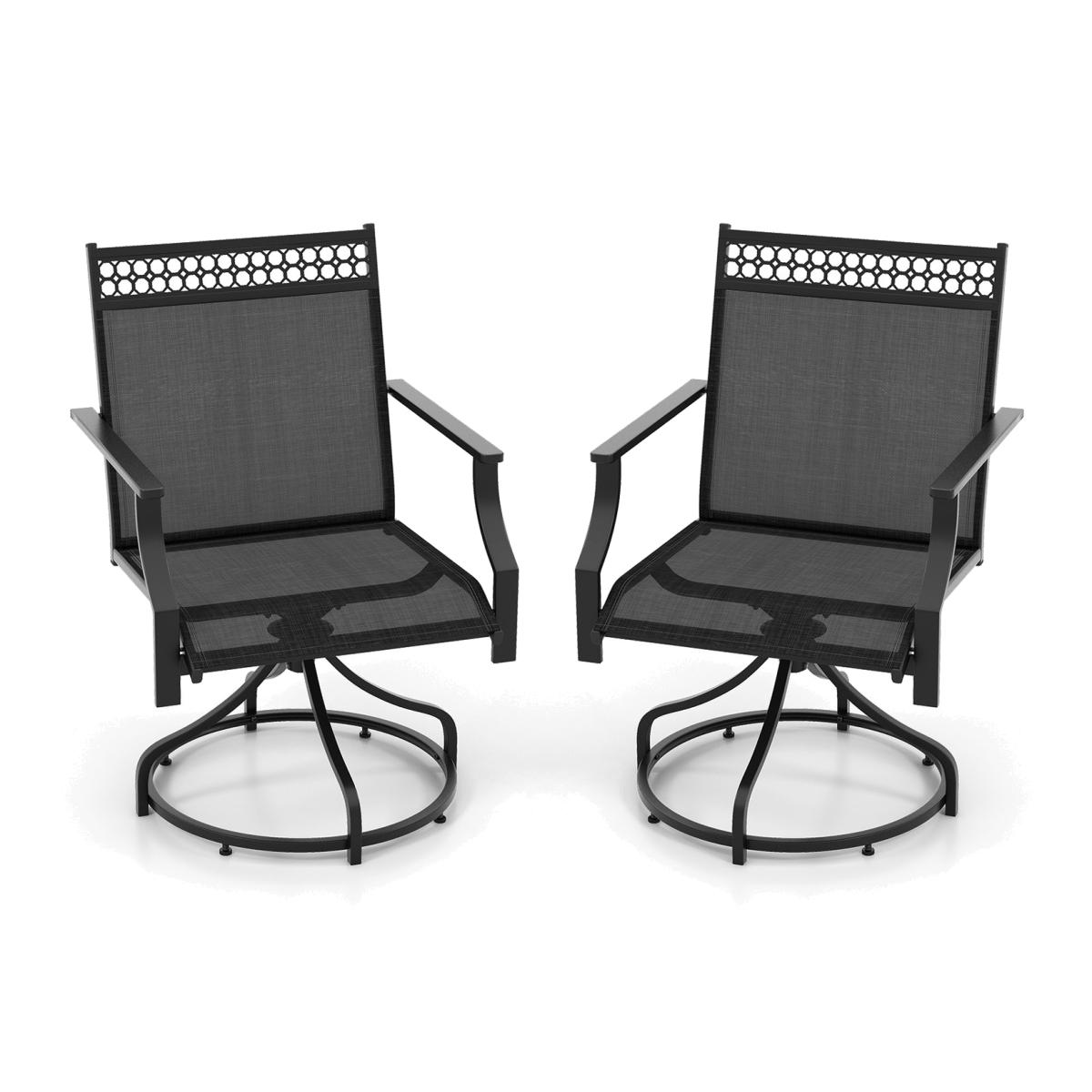 Set of 2 Swivel Garden Chairs - Grey