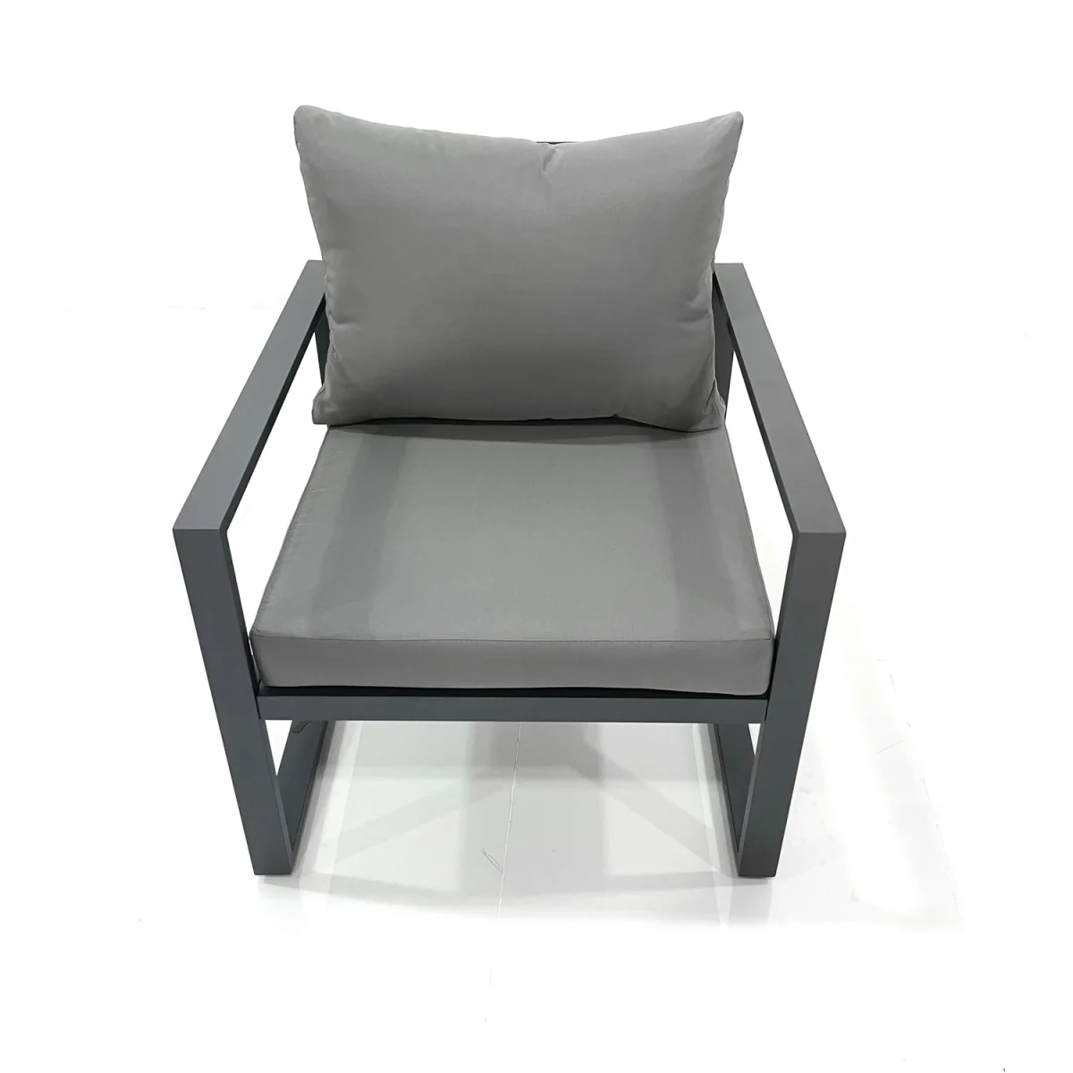 Fimous Outdoor Aluminium Garden Set with Adjustable Table, 3-Seater & 2 Chairs - Dark grey powder coated with dark grey fabric – image 4