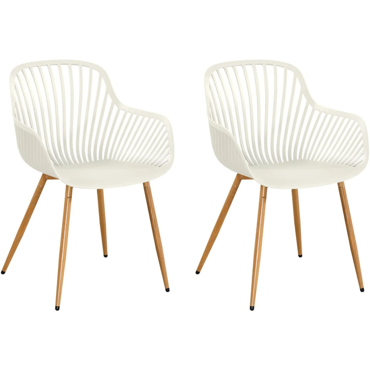 Pair of Sunray Garden Bistro Armchairs With Wood Effect Legs - White – image 2