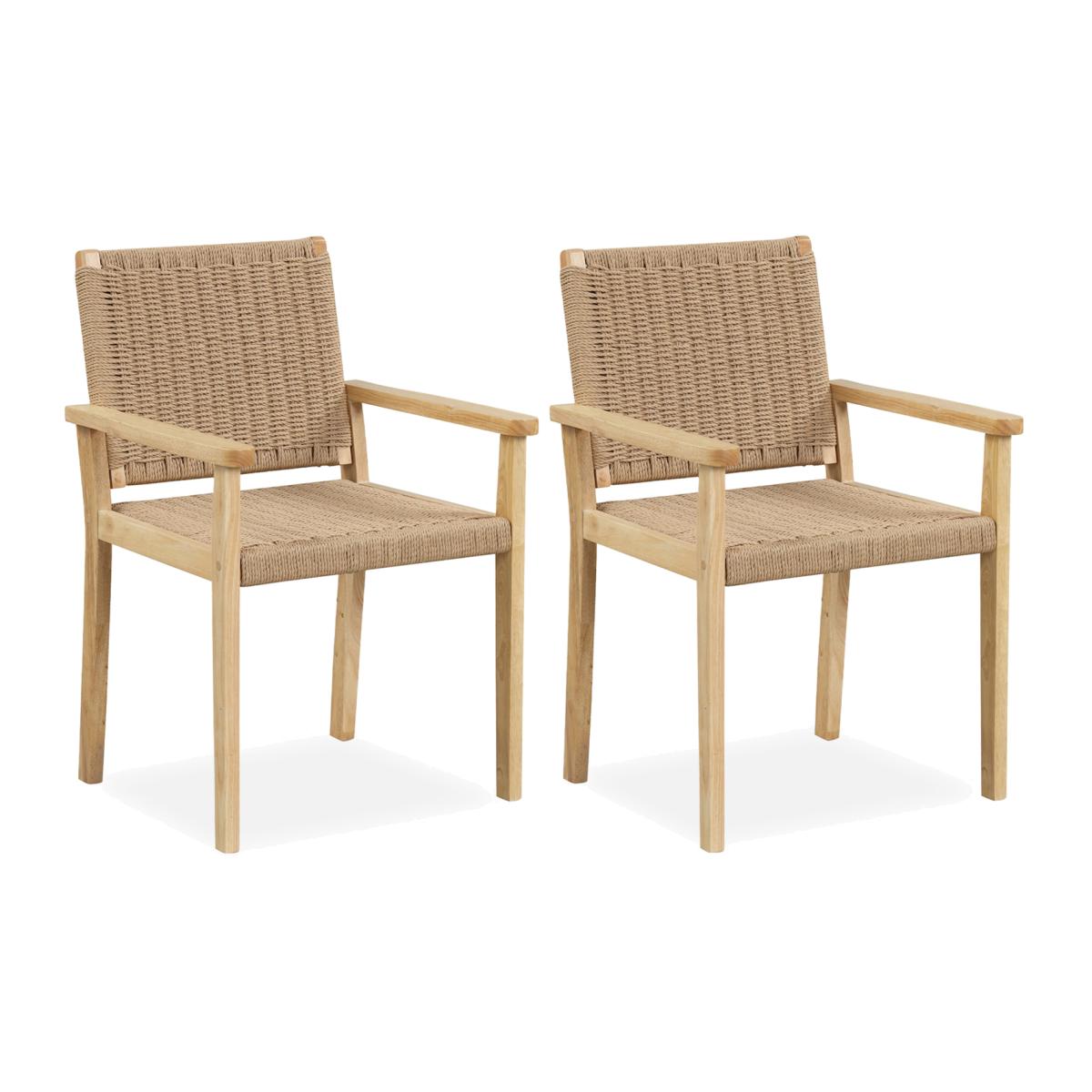 2Pcs Outdoor Patio Dining Chair Leisure Chair - Brown