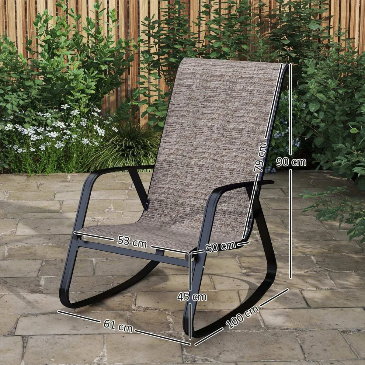 Leke Fizi Metal Light Brown Outdoor Rocking Garden Chair – image 2