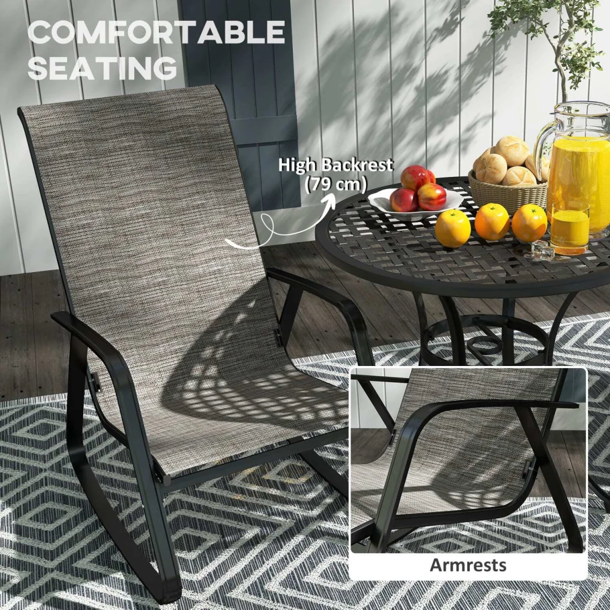 Leke Fizi Metal Light Brown Outdoor Rocking Garden Chair – image 6