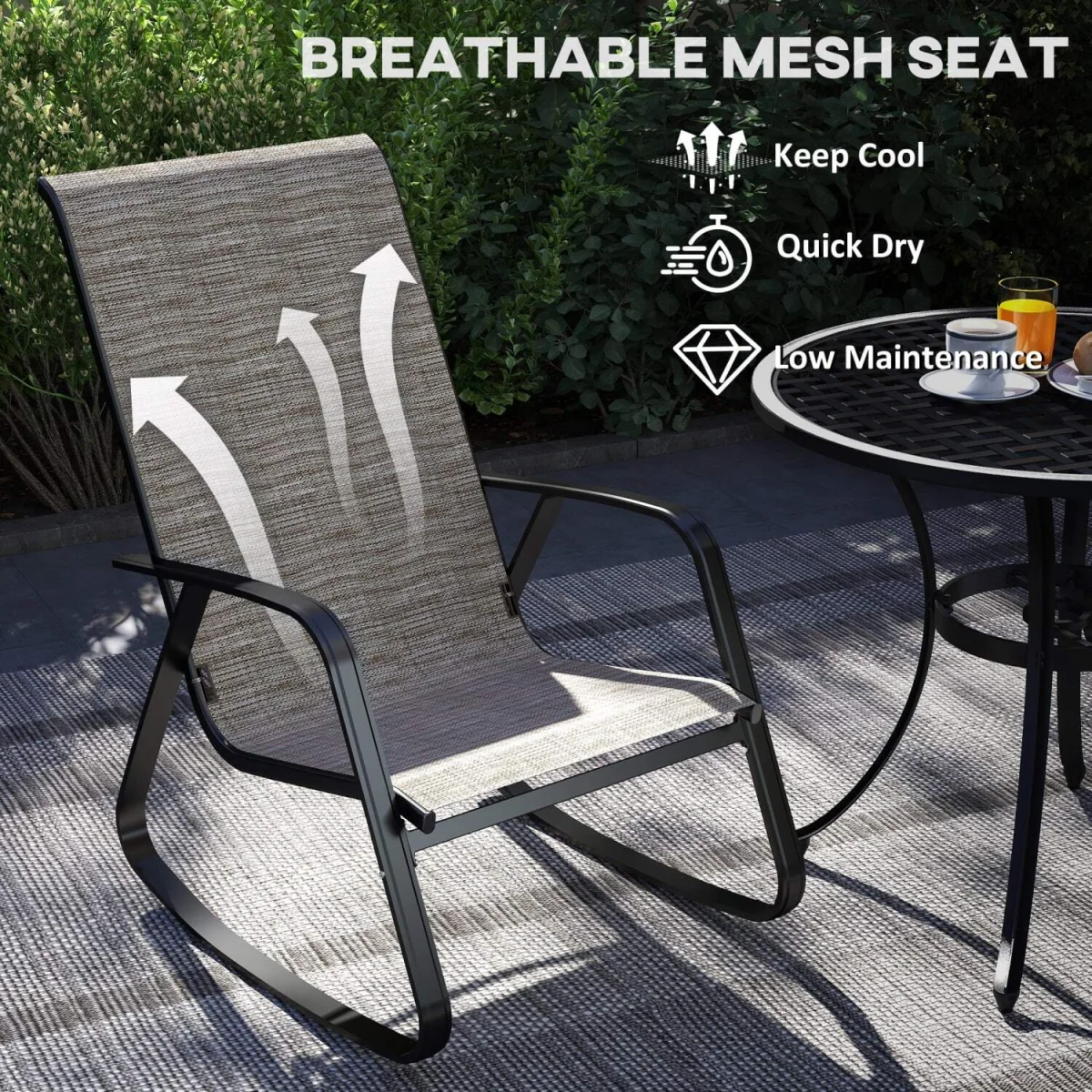 Leke Fizi Metal Light Brown Outdoor Rocking Garden Chair – image 7