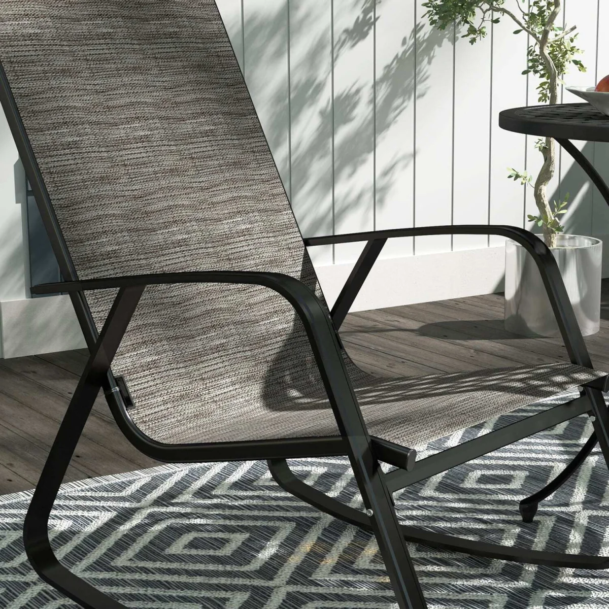 Leke Fizi Metal Light Brown Outdoor Rocking Garden Chair – image 10
