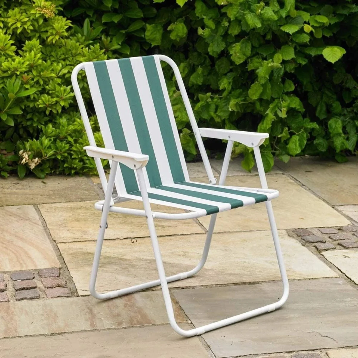 Portable Folding Outdoor Chair - White green – image 2