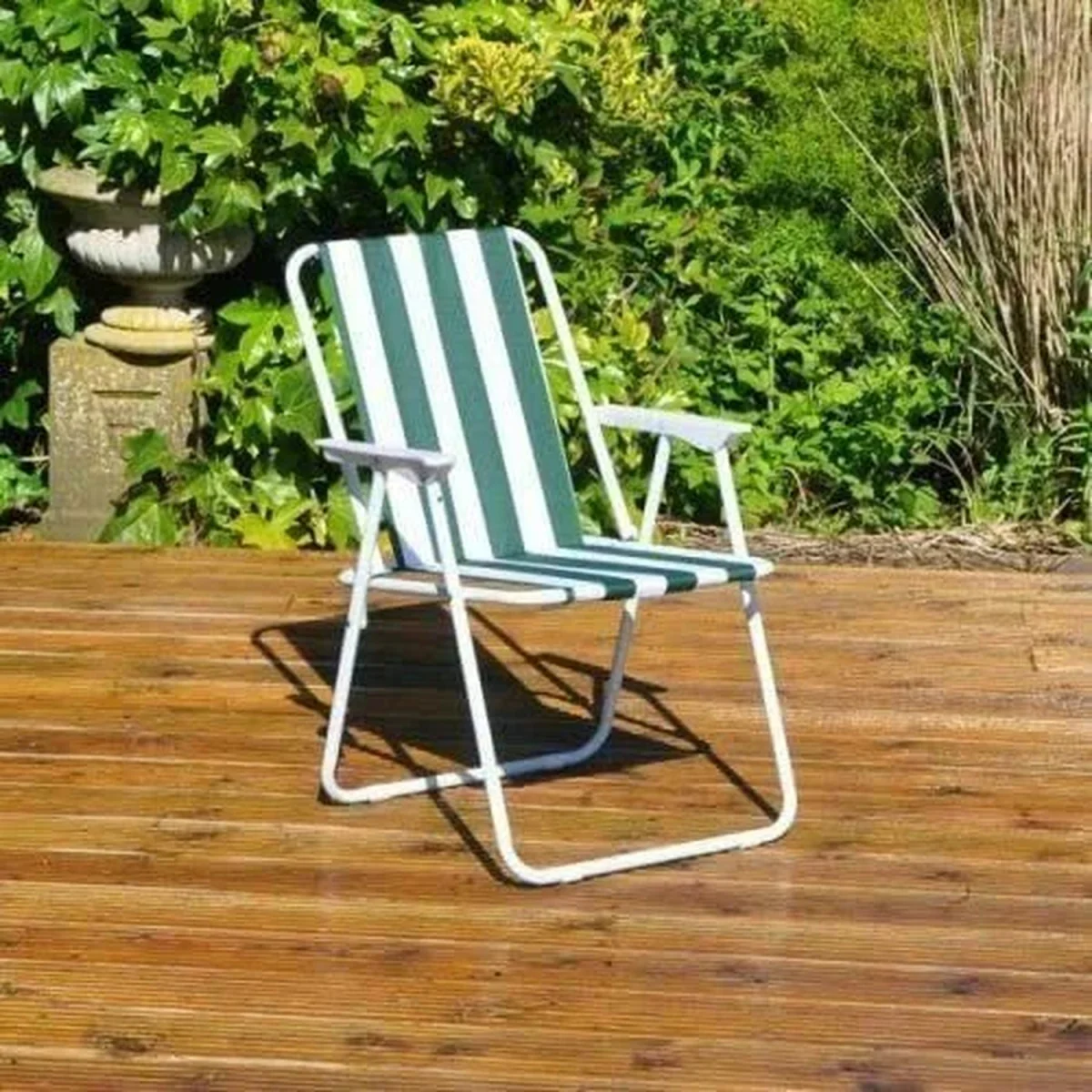 Portable Folding Outdoor Chair - White green – image 4