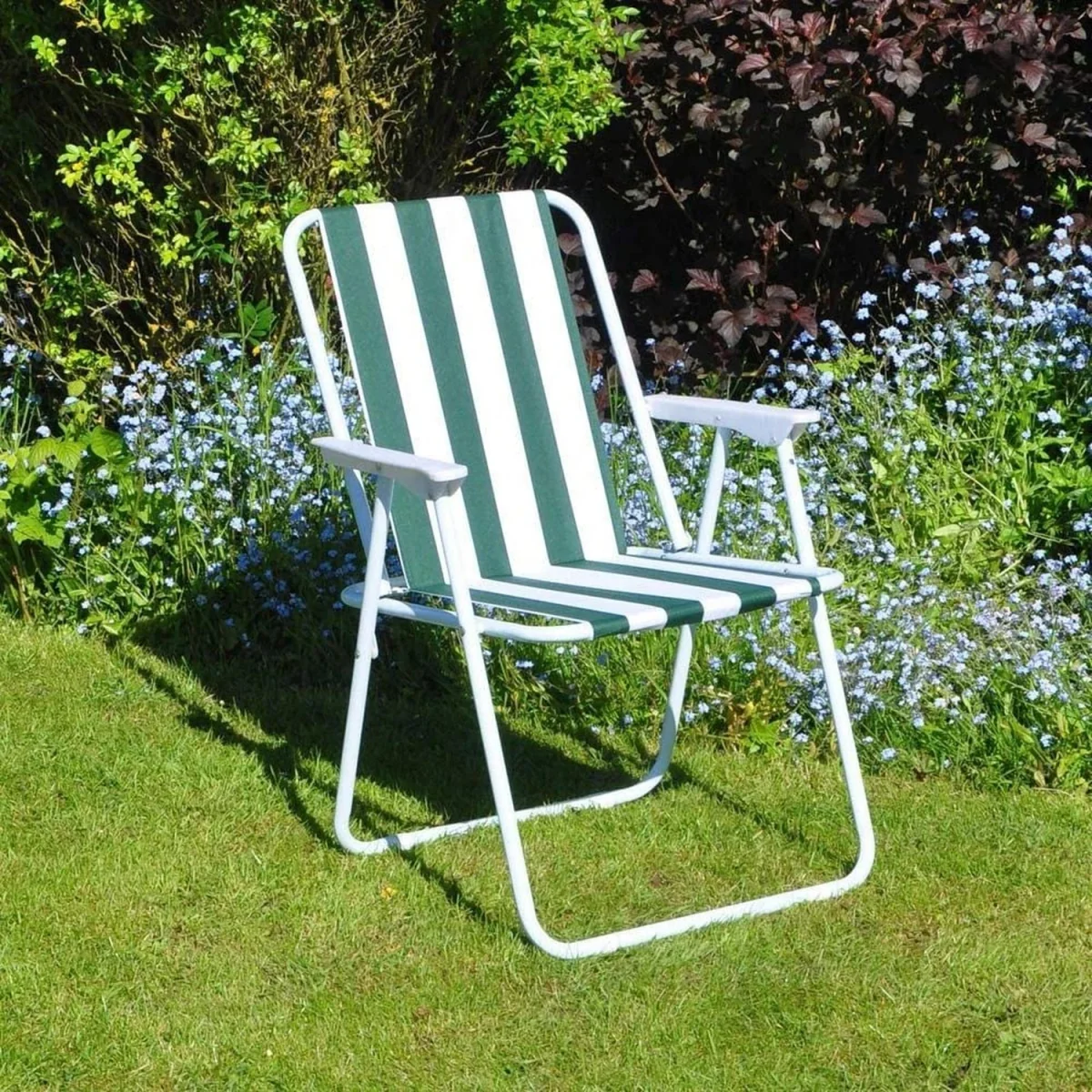 Portable Folding Outdoor Chair - White green – image 1