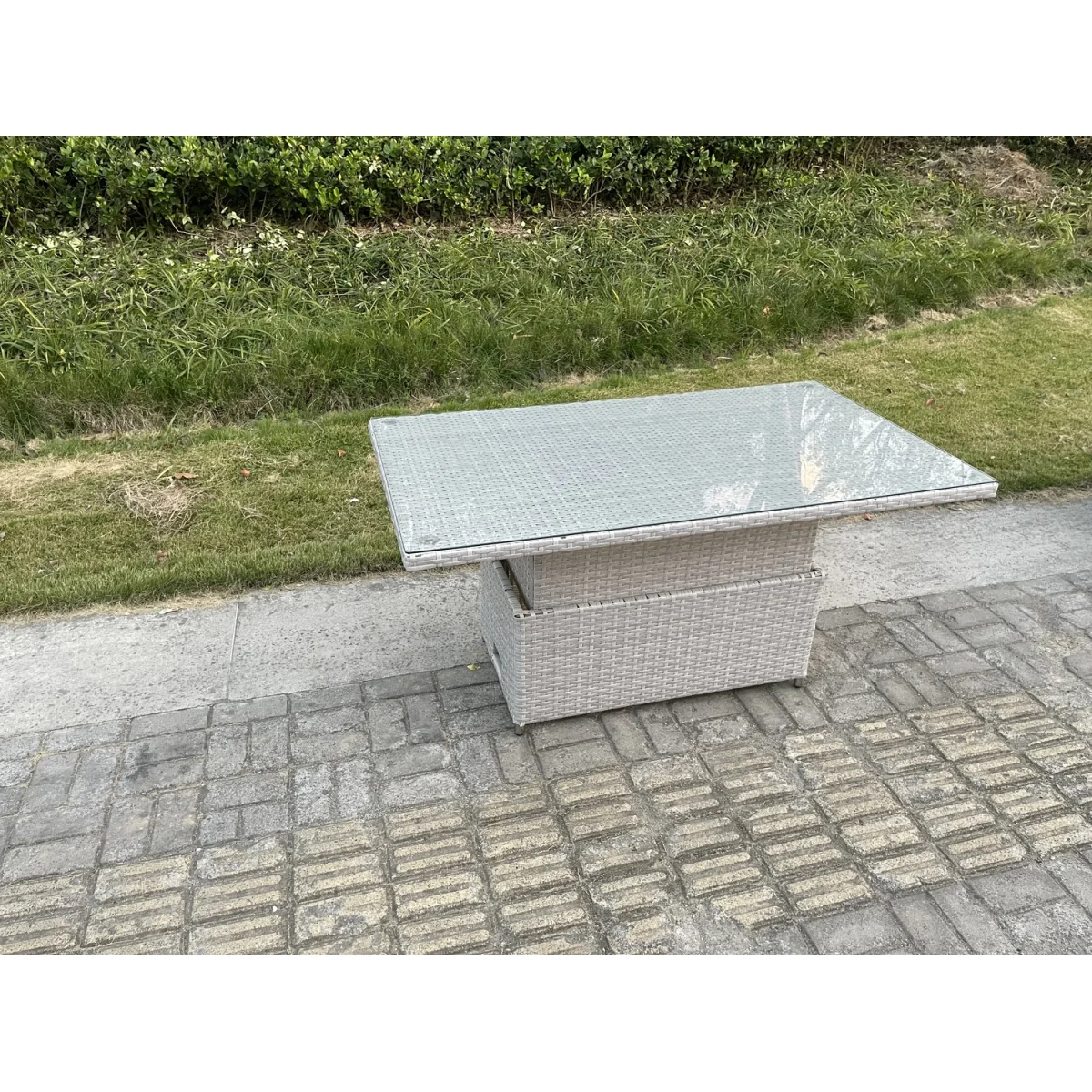 Rattan Garden Funiture Set Side Coffee Tea Table Chair Stool - Light Grey Mixed – image 3