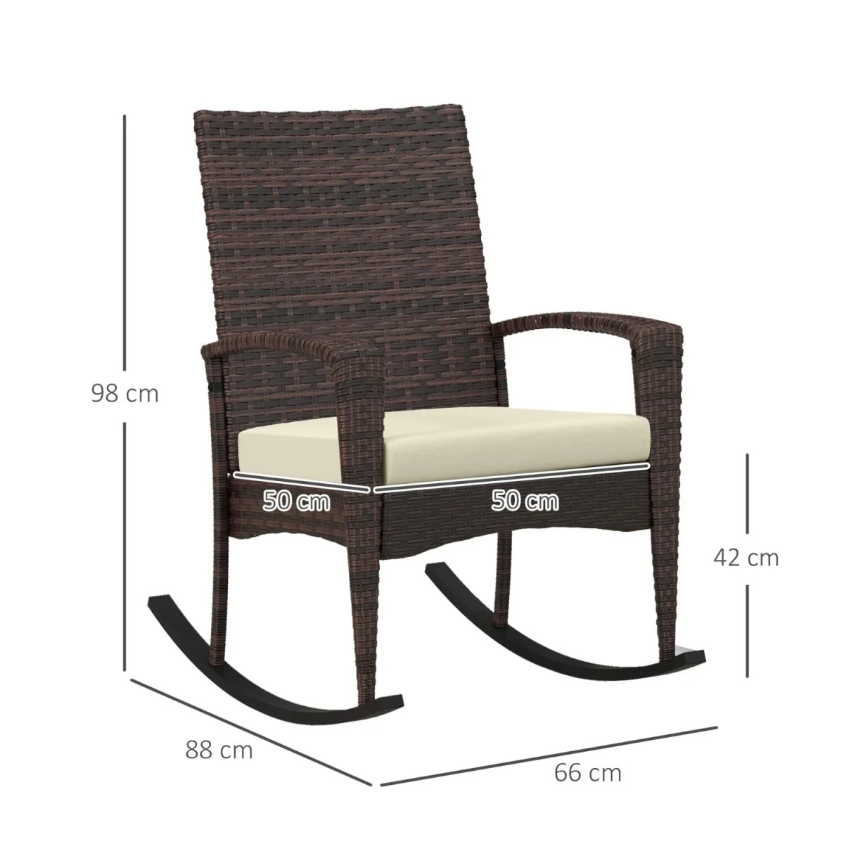 Ralave Set of 2 Brown Rattan Garden Rocking Chairs with Cushions – image 5