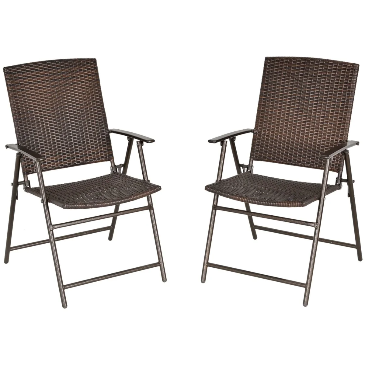 Soto Rattan Brown Set Of 2 Folding Outdoor Garden Dining Chairs – image 3