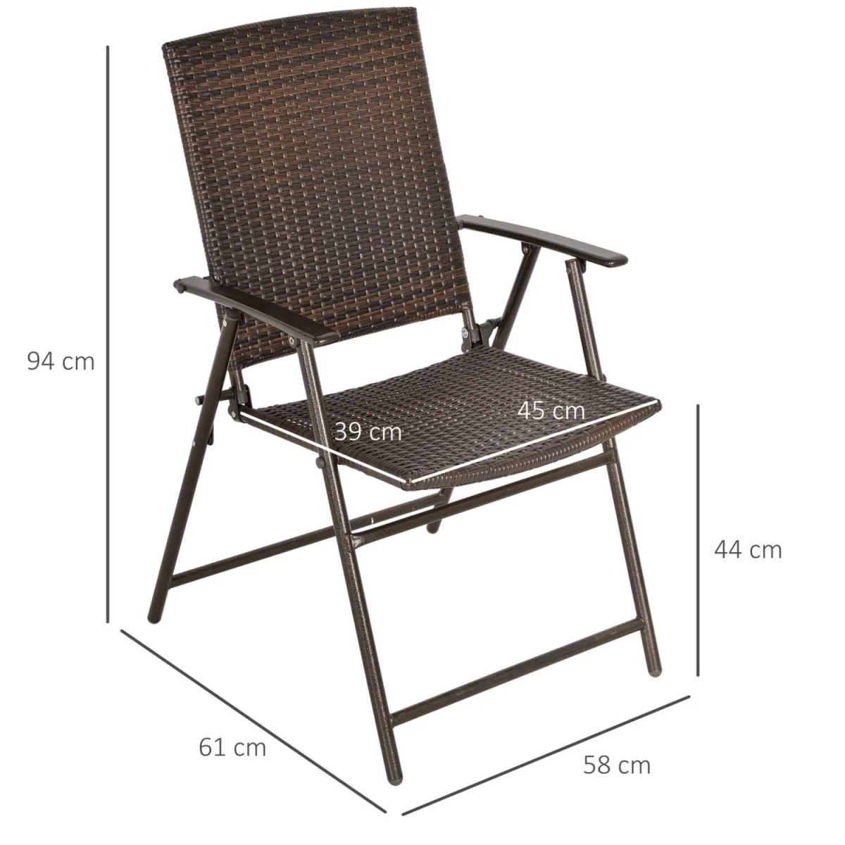 Soto Rattan Brown Set Of 2 Folding Outdoor Garden Dining Chairs – image 4