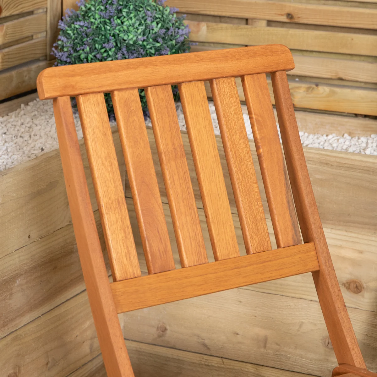 Set of 4 Bowness Outdoor Garden Patio Wooden Folding Chairs - Brown – image 4