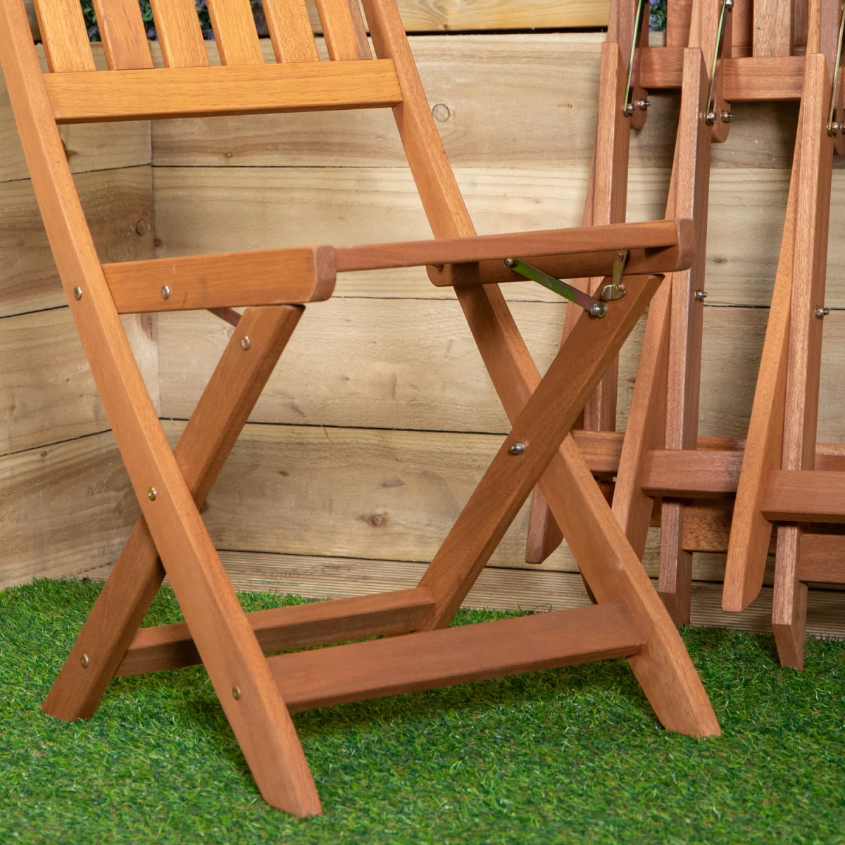 Set of 4 Bowness Outdoor Garden Patio Wooden Folding Chairs - Brown – image 6