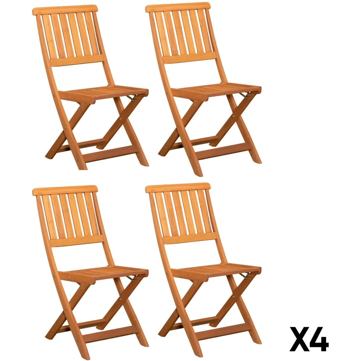 Set of 4 Bowness Outdoor Garden Patio Wooden Folding Chairs - Brown – image 8