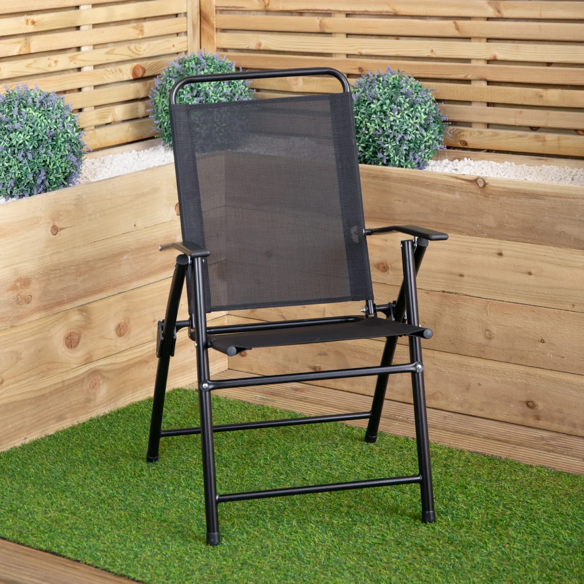 Samuel Alexander Multi-Position Folding Garden Patio Single Chair in Black - Black – image 2