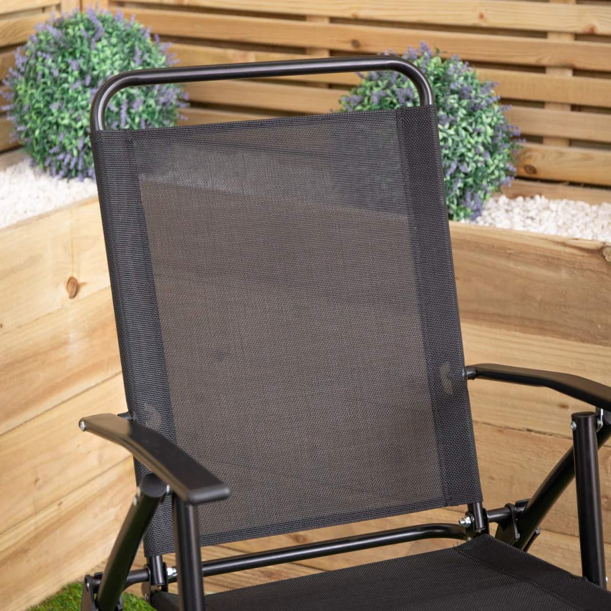 Samuel Alexander Multi-Position Folding Garden Patio Single Chair in Black - Black – image 3