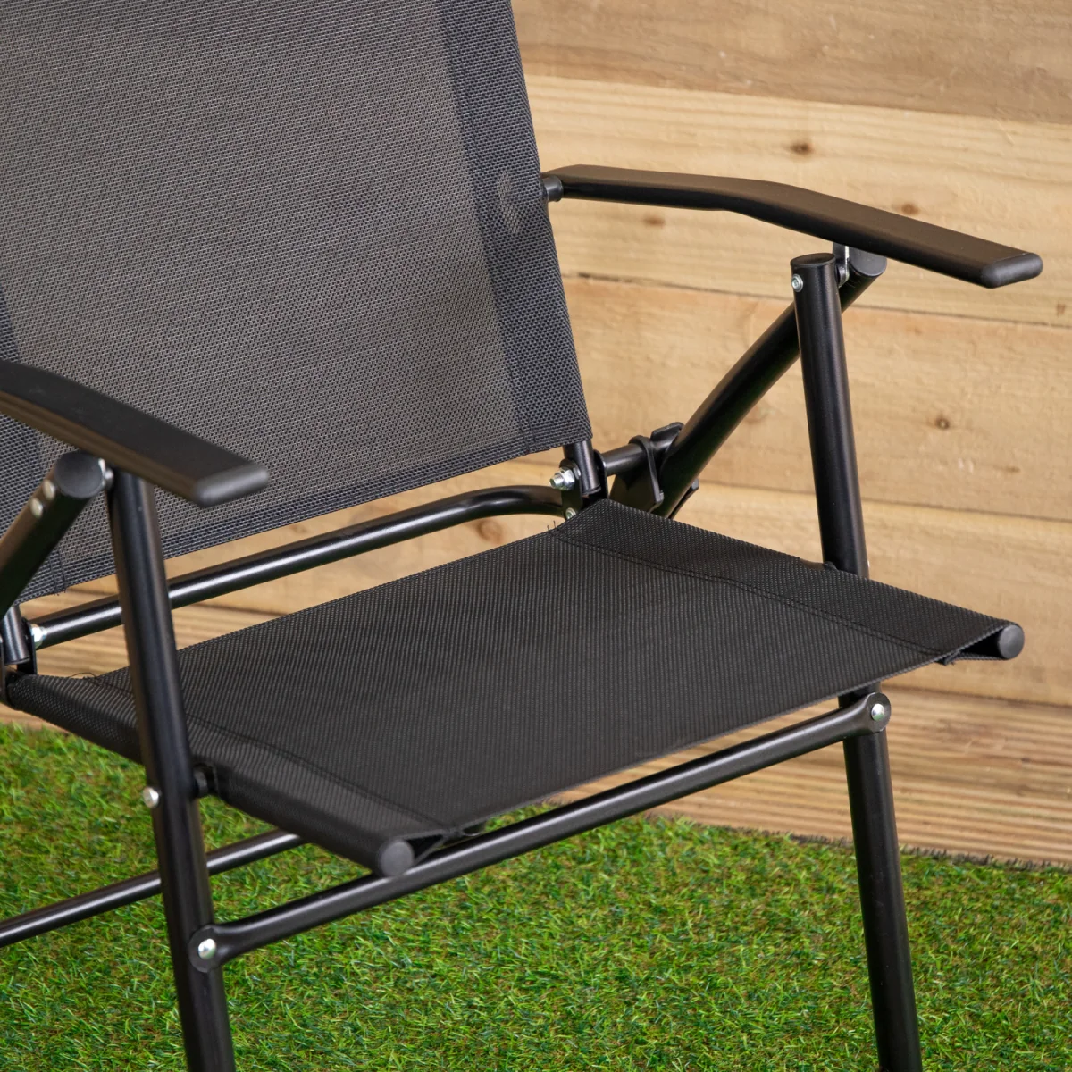Samuel Alexander Multi-Position Folding Garden Patio Single Chair in Black - Black – image 4