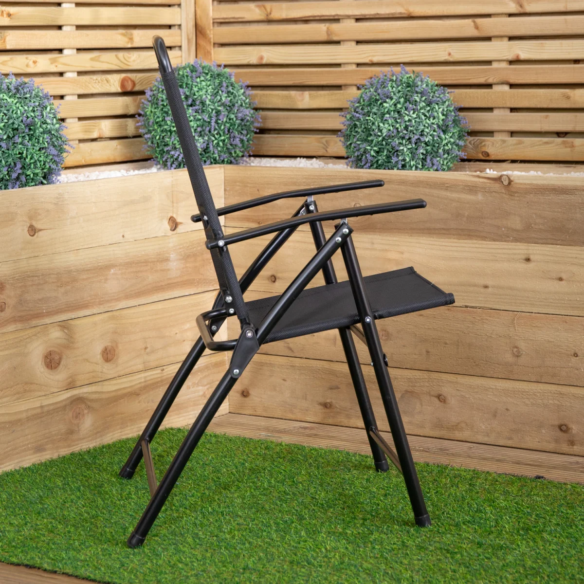Samuel Alexander Multi-Position Folding Garden Patio Single Chair in Black - Black – image 5