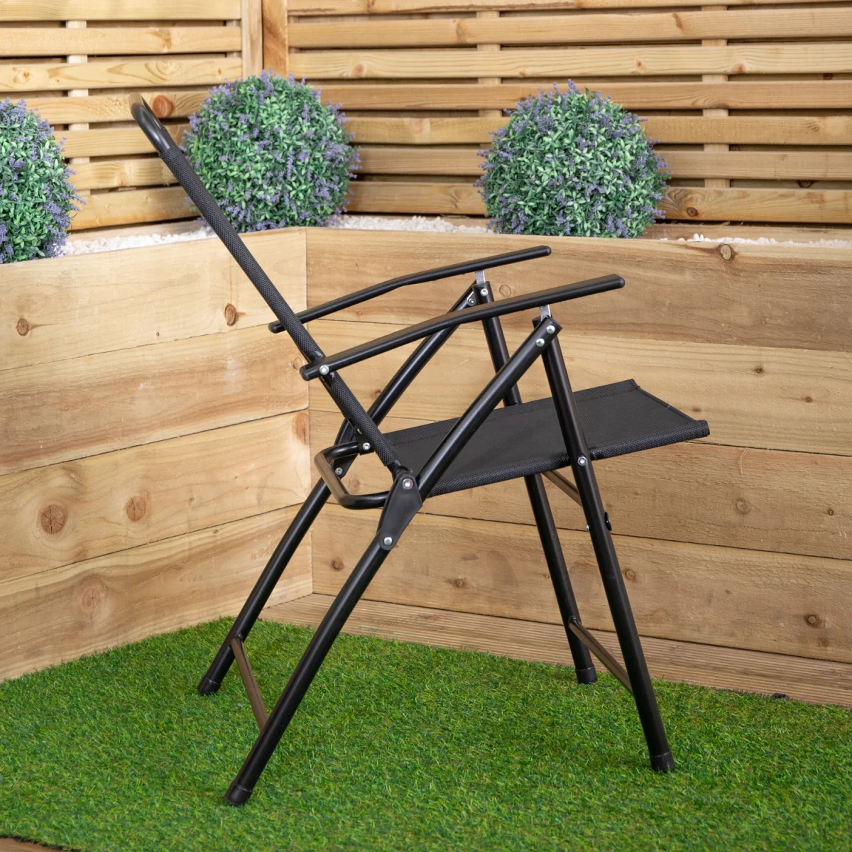 Samuel Alexander Multi-Position Folding Garden Patio Single Chair in Black - Black – image 6