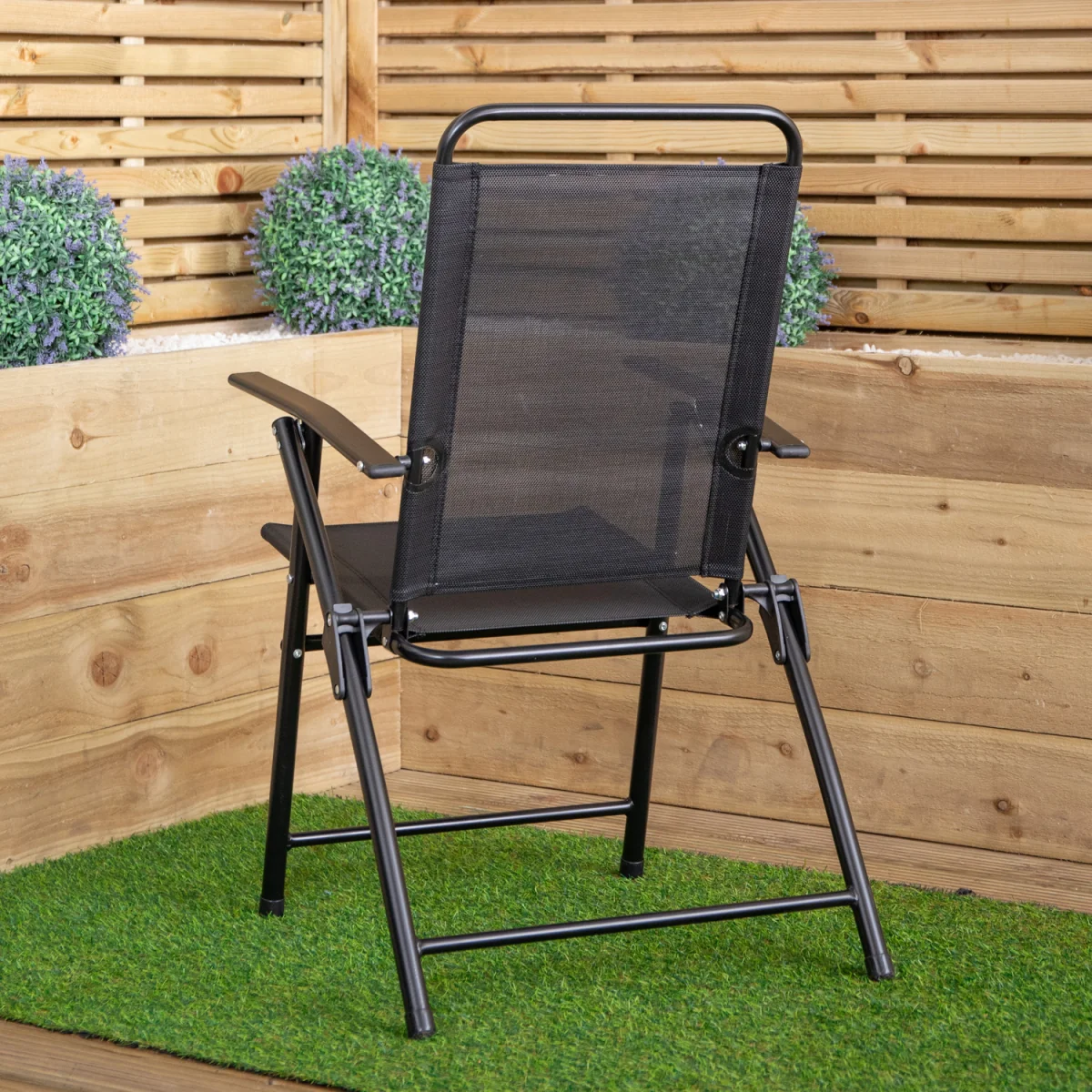 Samuel Alexander Multi-Position Folding Garden Patio Single Chair in Black - Black – image 7