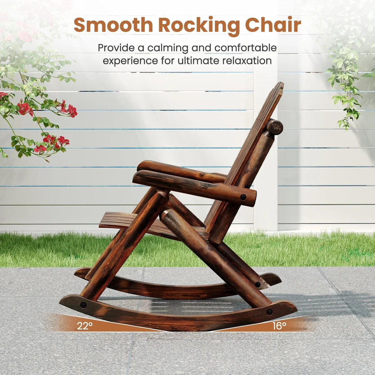 Costway Outdoor Adirondack Rocking Chair - Brown – image 5