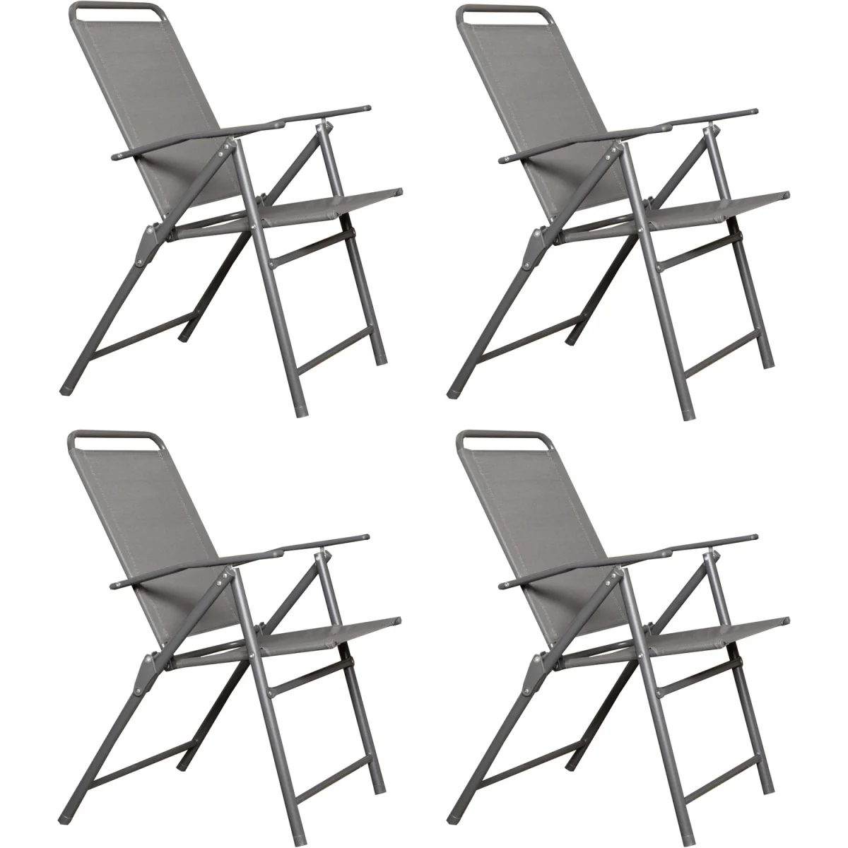 Set of 4 Outdoor Multi-Position Textoline Garden Chairs in Grey - Grey – image 3