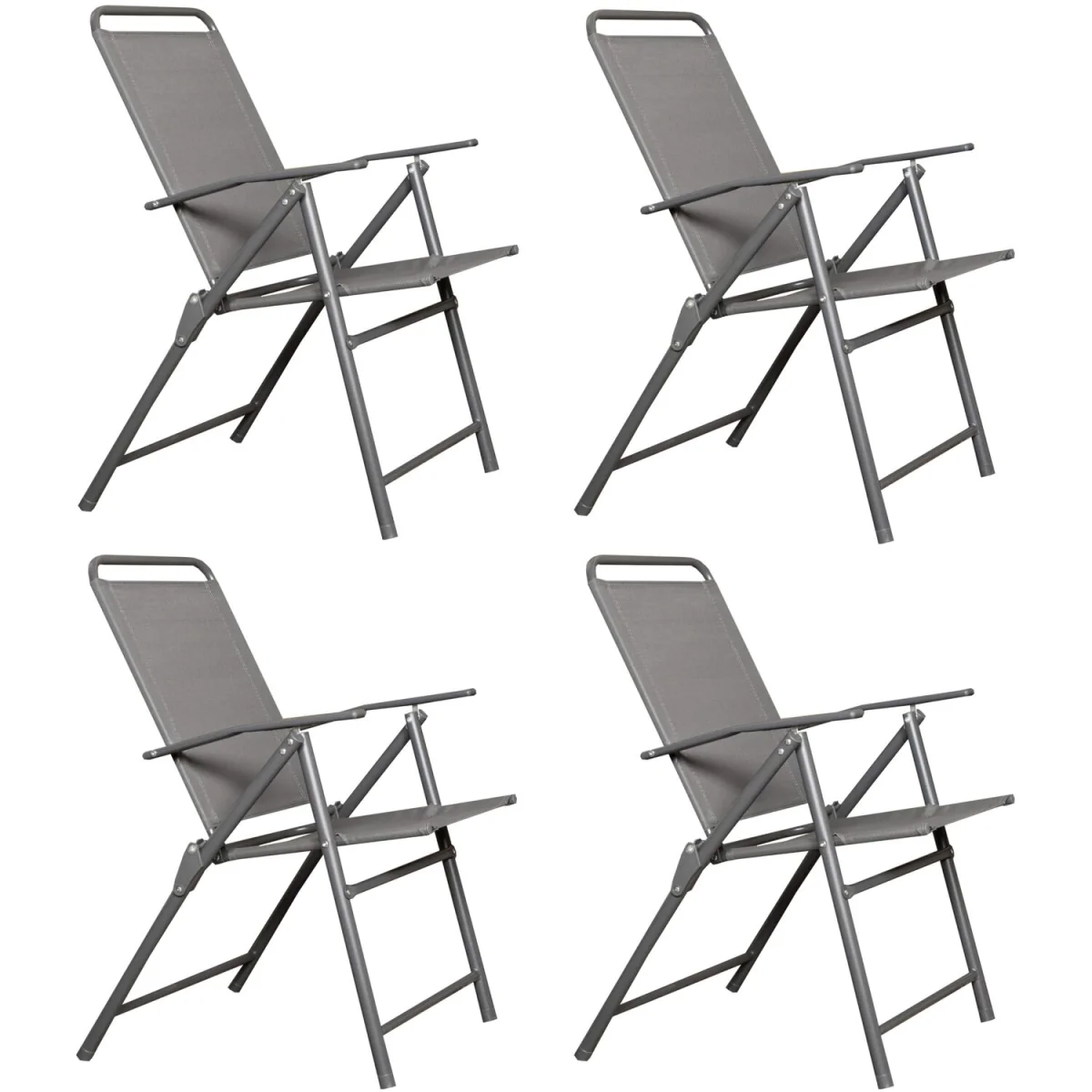 Set of 4 Outdoor Multi-Position Textoline Garden Chairs in Grey - Grey – image 4
