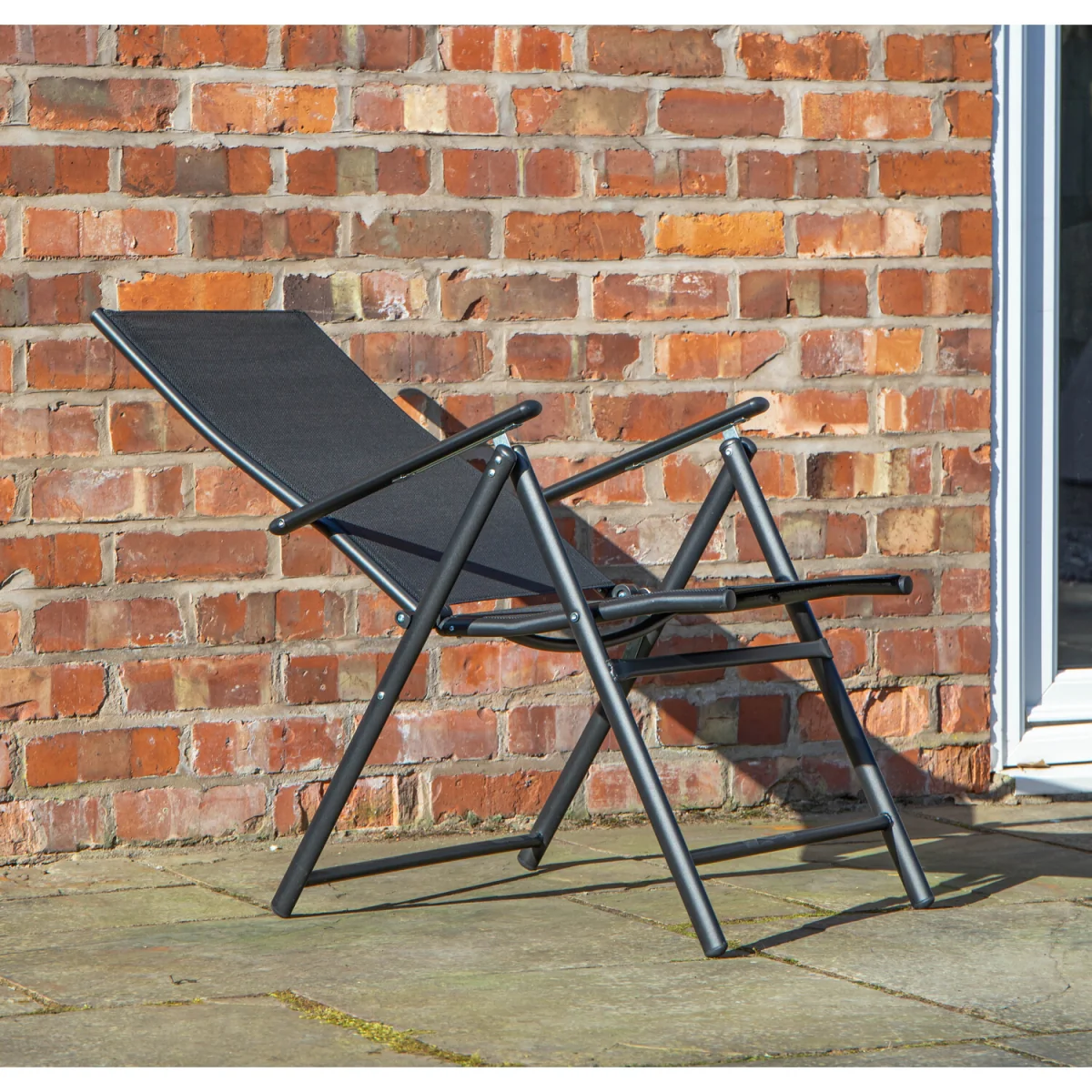 Outdoor Garden Patio Multi Position Reclining Folding Chair in Black - Black – image 3