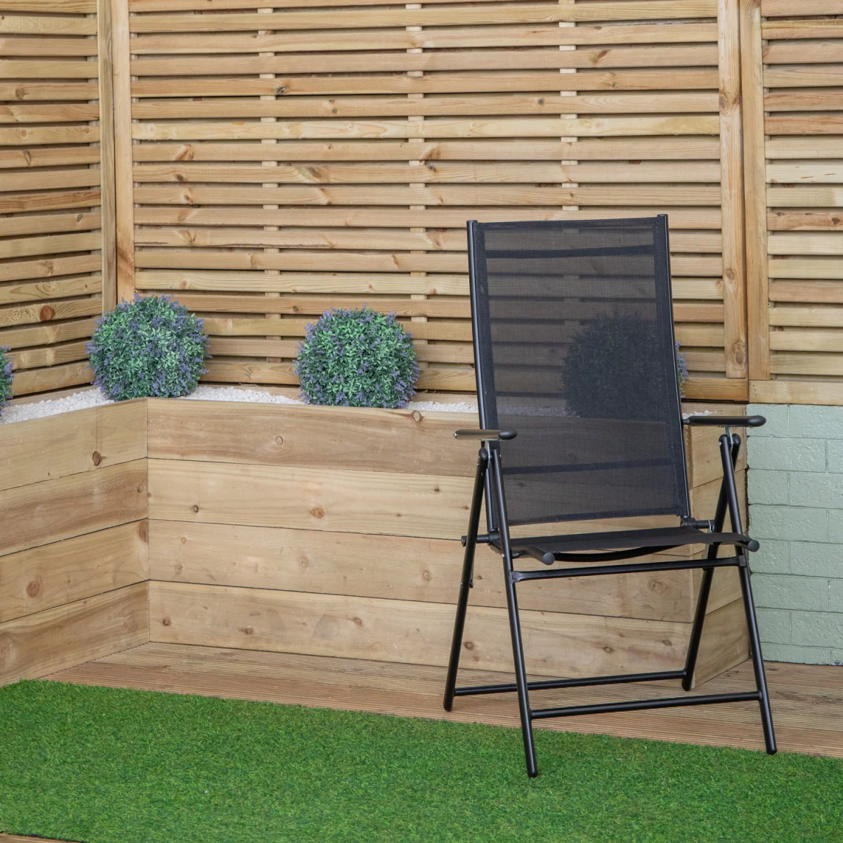 Outdoor Garden Patio Multi Position Reclining Folding Chair in Black - Black – image 4
