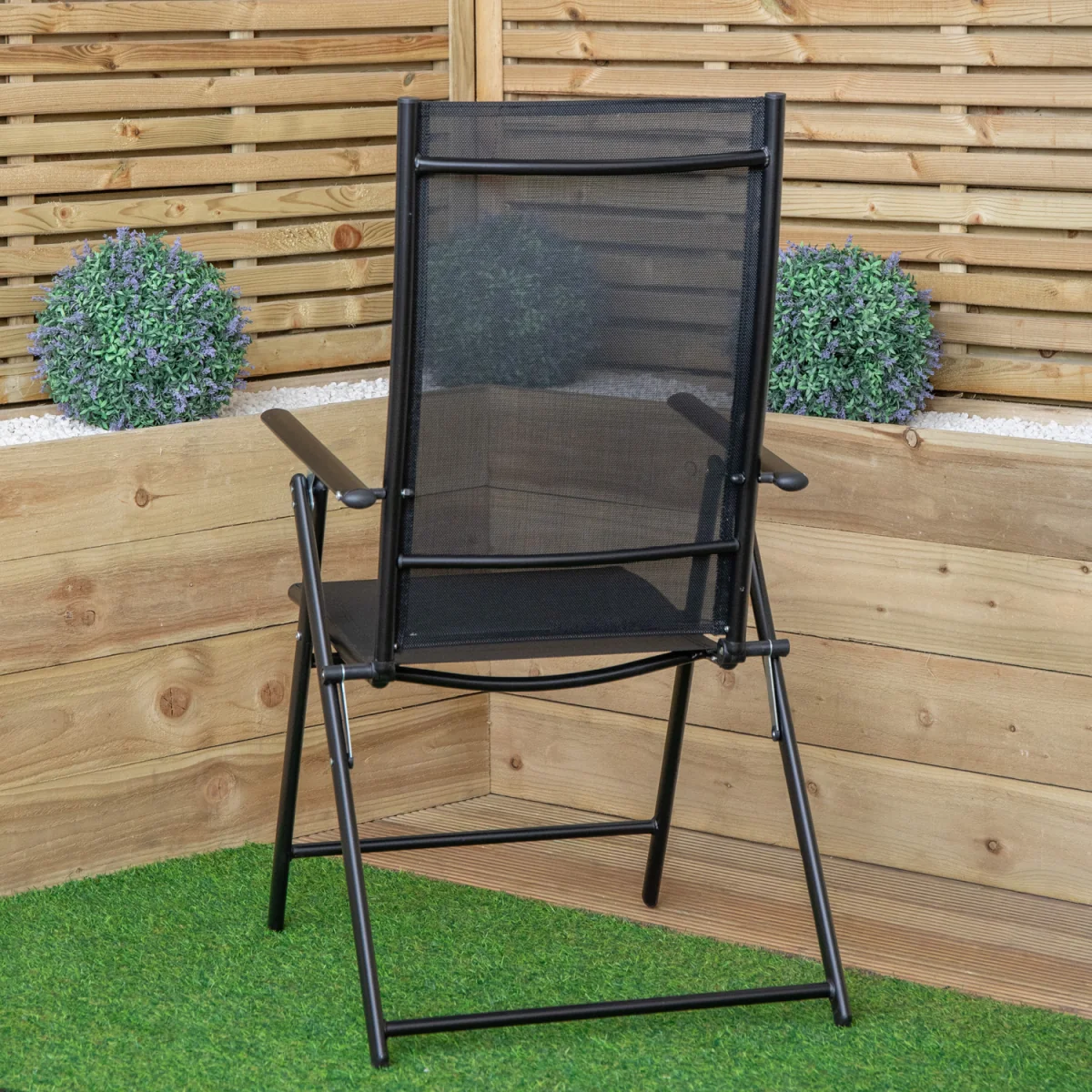 Outdoor Garden Patio Multi Position Reclining Folding Chair in Black - Black – image 9
