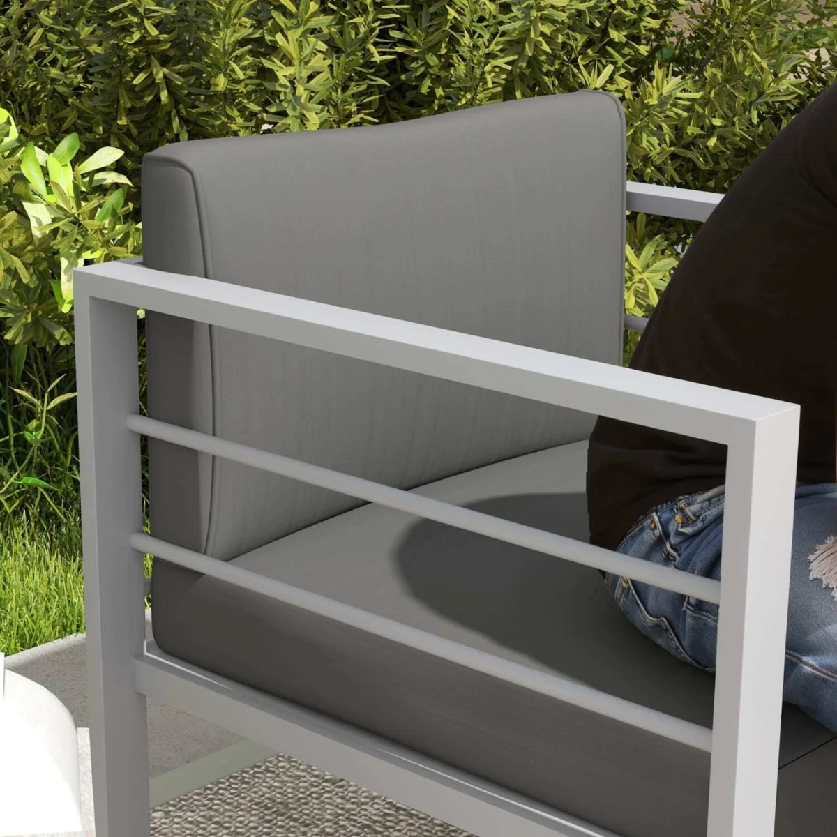 Ketael Set of 2 Charcoal Grey Outdoor Metal Garden Chairs with Cushions – image 9