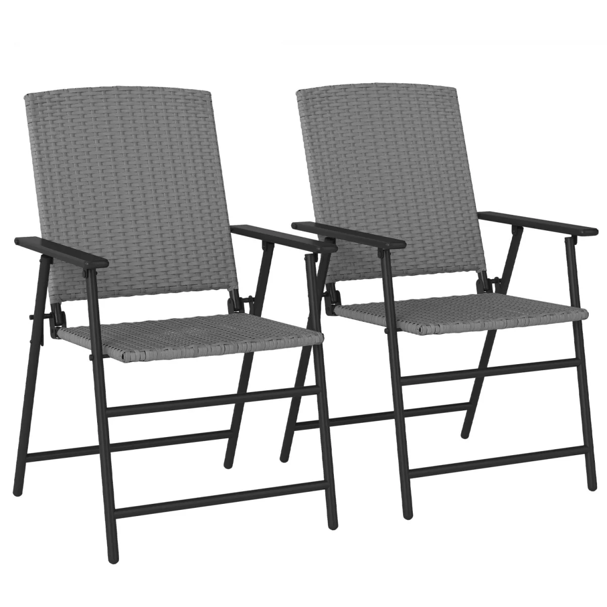 Yoriha Grey Rattan Folding Garden Chairs Set of 2 – image 3