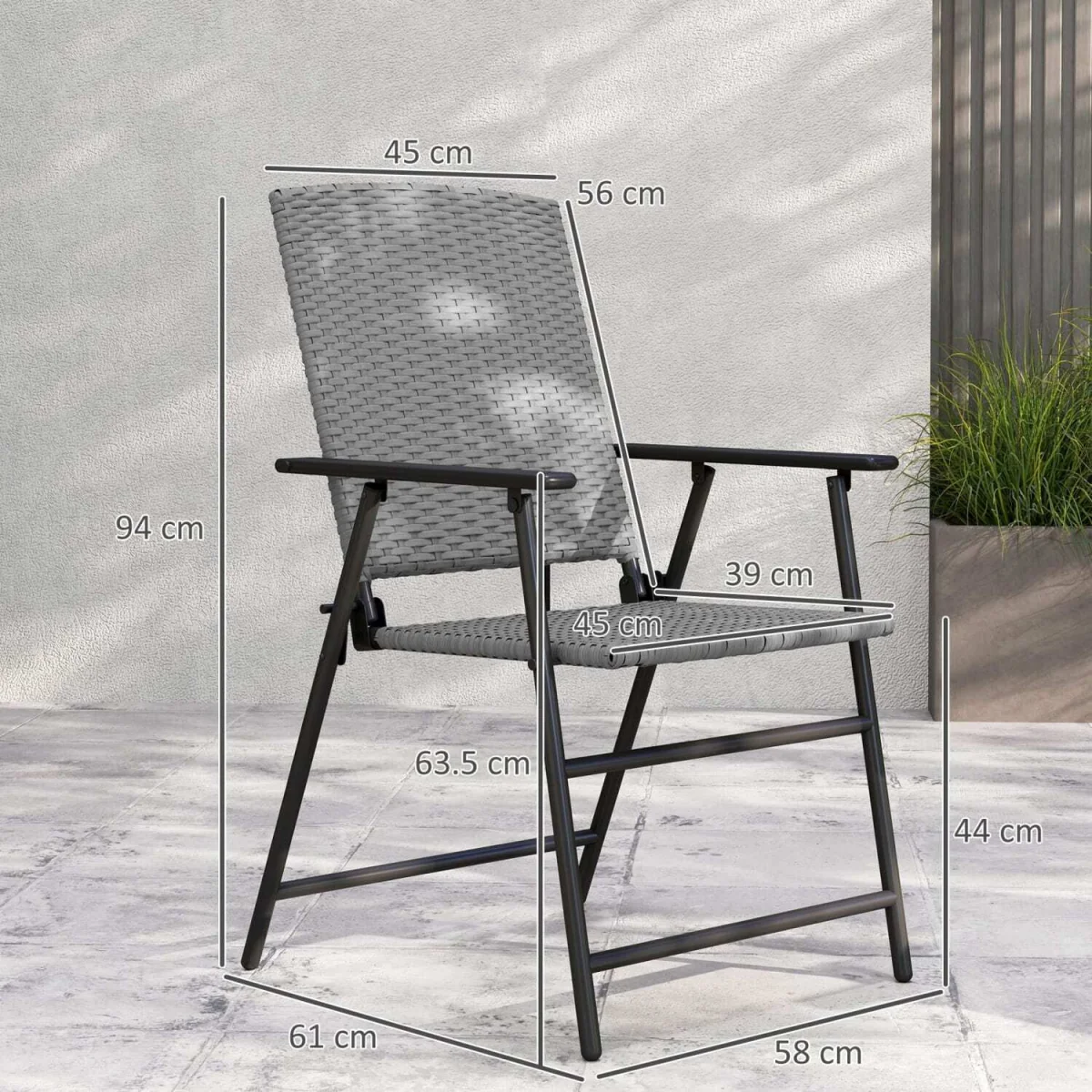 Yoriha Grey Rattan Folding Garden Chairs Set of 2 – image 4
