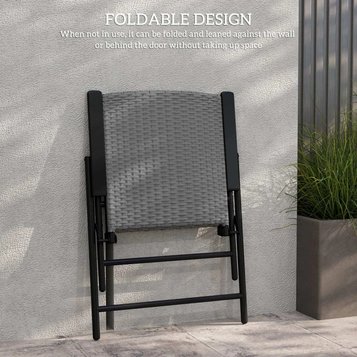 Yoriha Grey Rattan Folding Garden Chairs Set of 2 – image 7