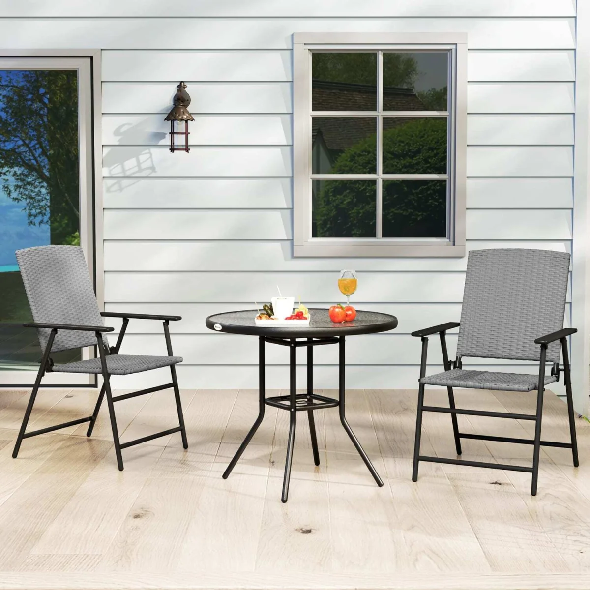 Yoriha Grey Rattan Folding Garden Chairs Set of 2 – image 9