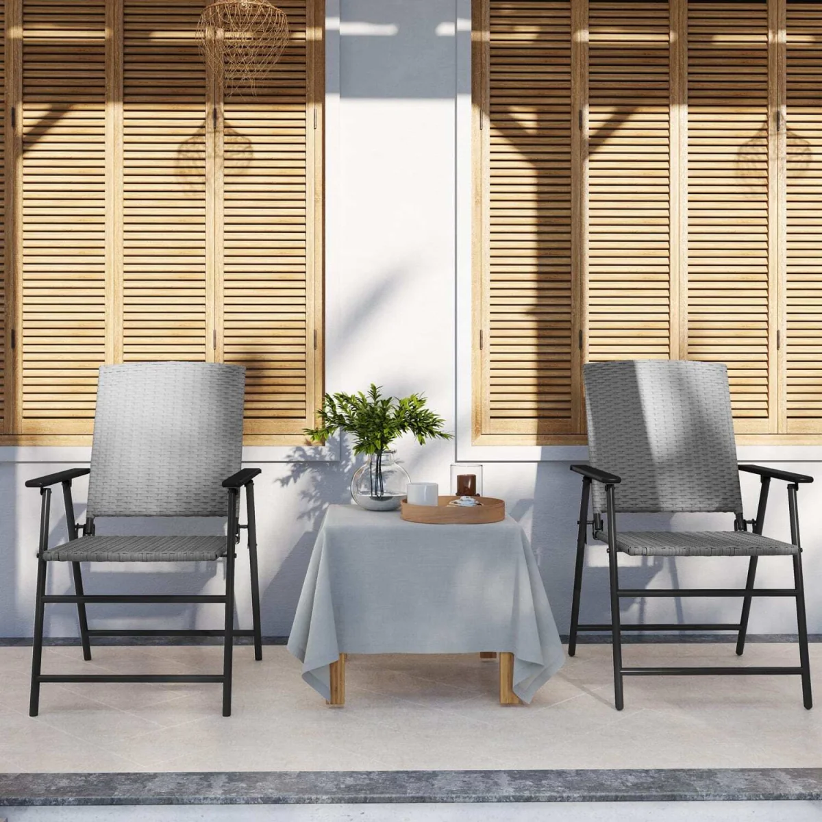 Yoriha Grey Rattan Folding Garden Chairs Set of 2 – image 10