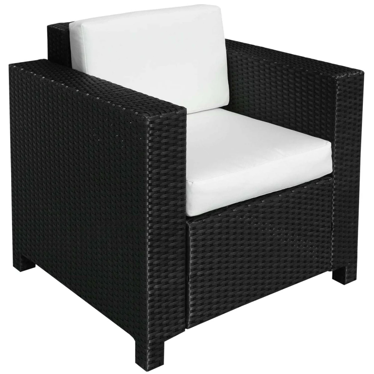 Raco Black Rattan Single Outdoor Armchair with Thick Cushioned Seat and Armrests – image 3