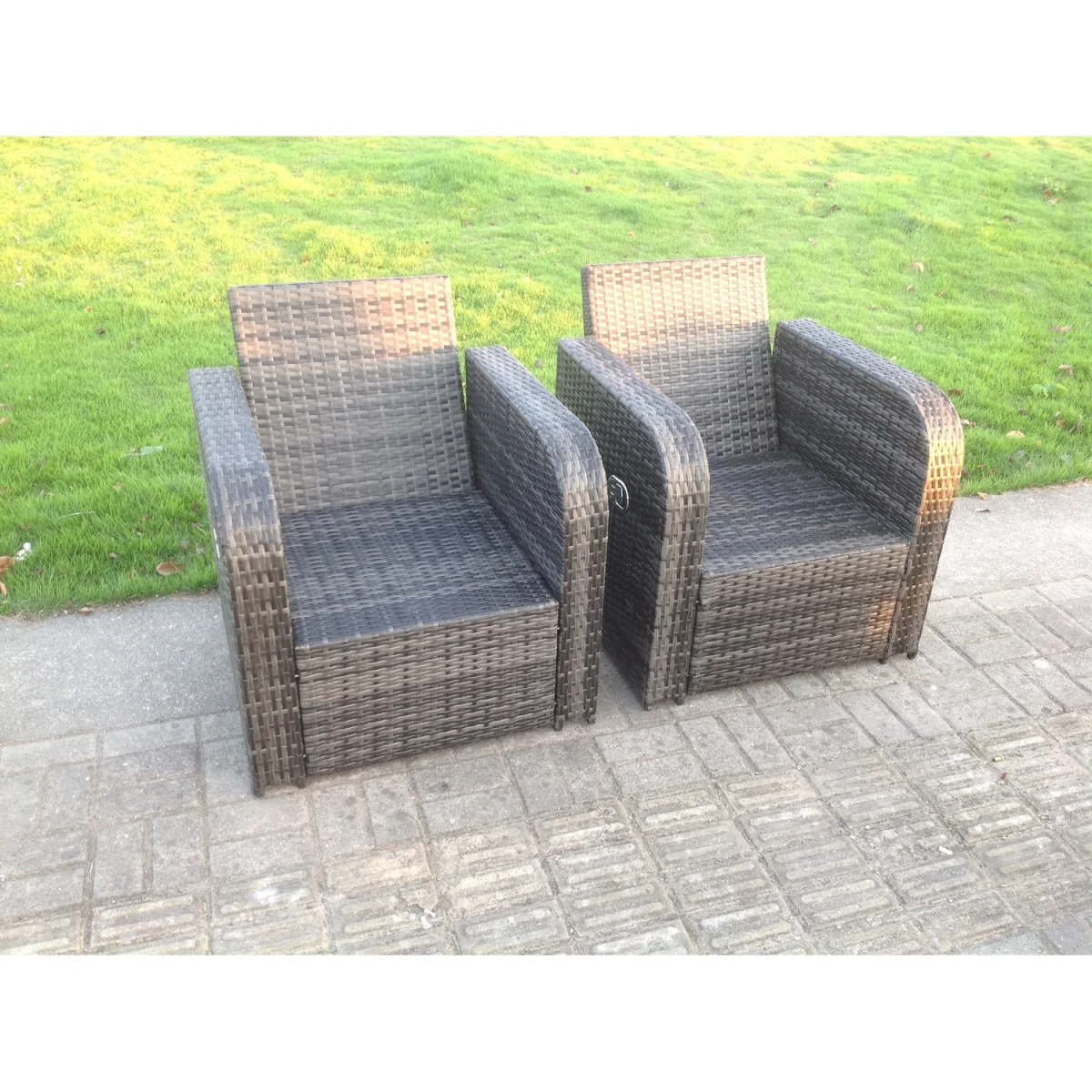 PE Rattan Garden Furniture Set Adjustable Chair - Dark Grey Mixed – image 2