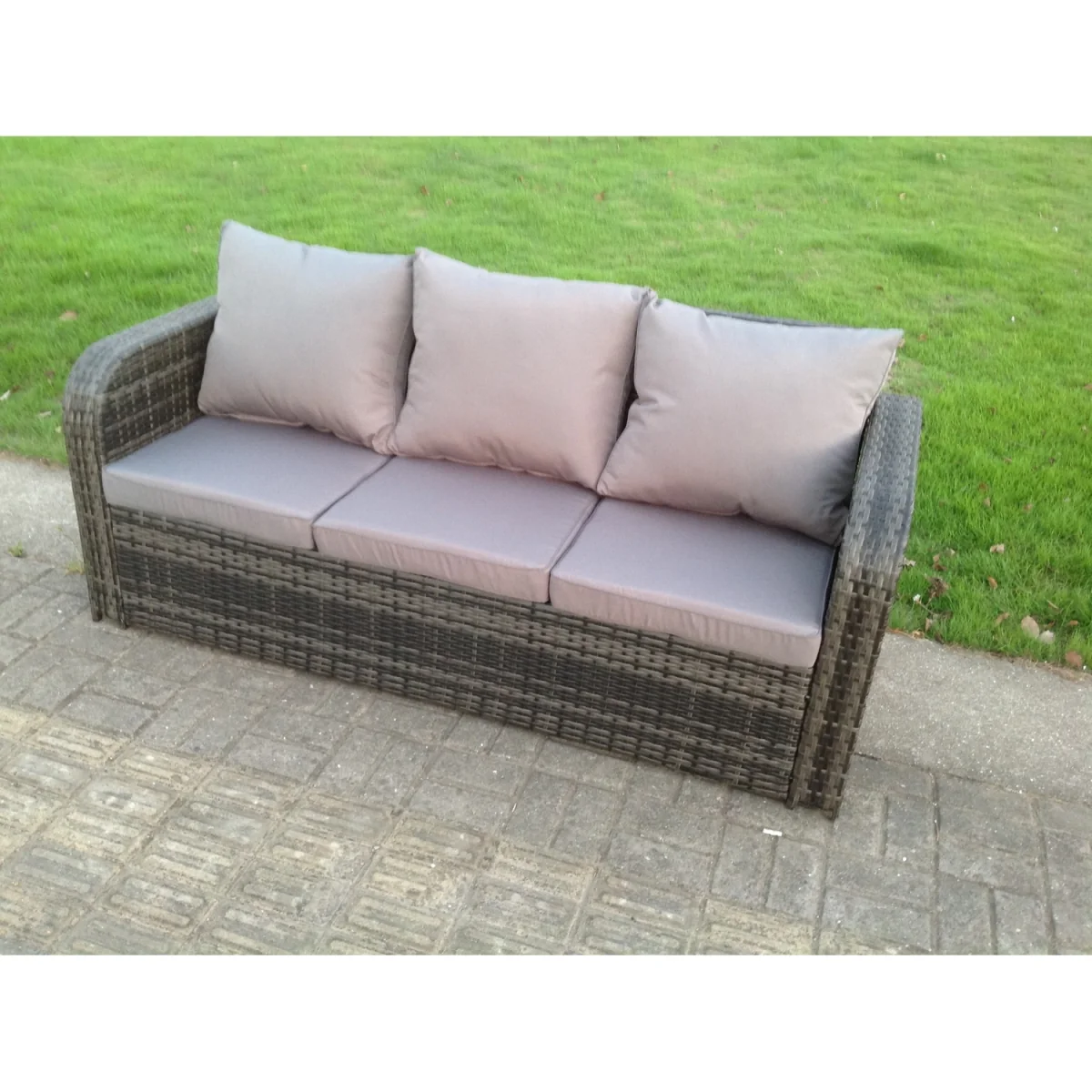 PE Rattan Garden Furniture Set Adjustable Chair - Dark Grey Mixed – image 5
