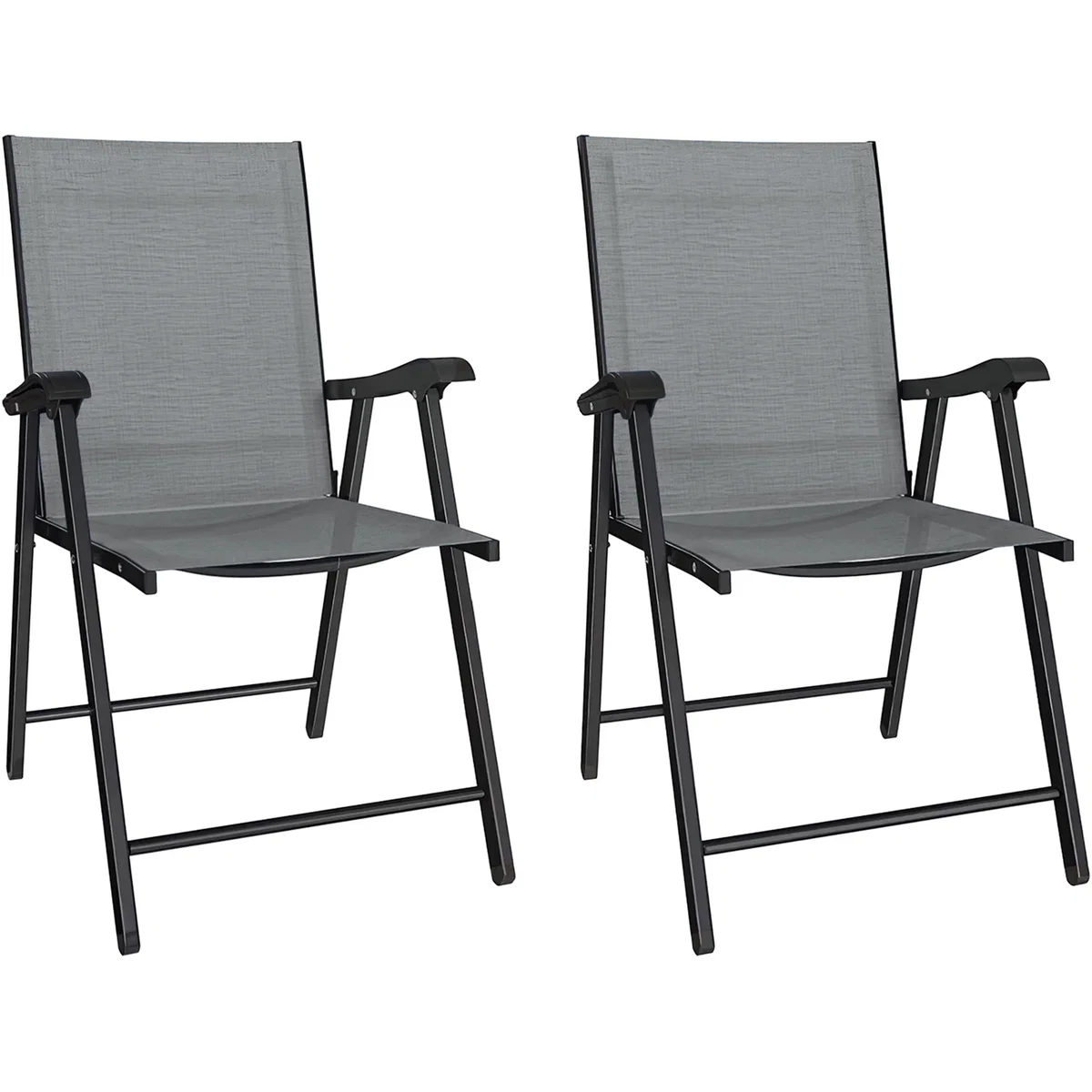Outsunny Folding Garden Chairs Set of 2 with High Back, Armrests - Navy blue – image 11