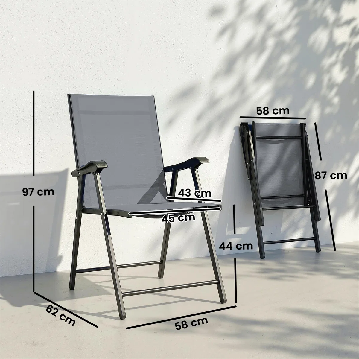 Outsunny Folding Garden Chairs Set of 2 with High Back, Armrests - Navy blue – image 14