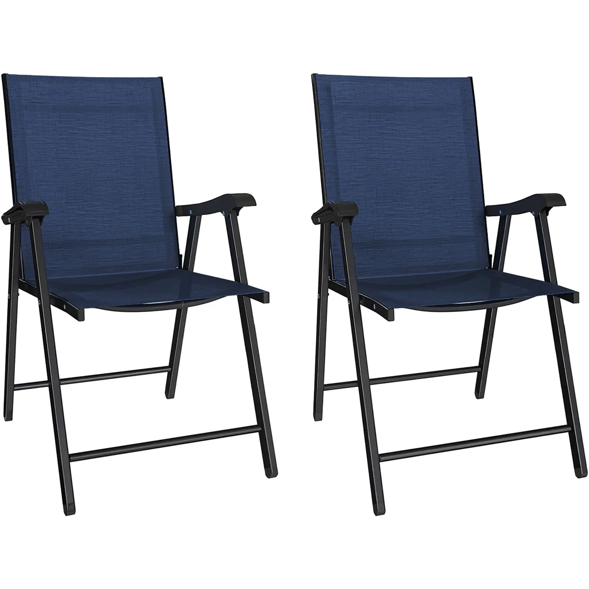 Outsunny Folding Garden Chairs Set of 2 with High Back, Armrests - Navy blue – image 3