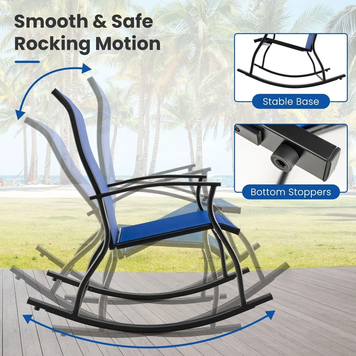Costway Set of 2 Outdoor Rocking Armchairs - Navy & Black – image 4