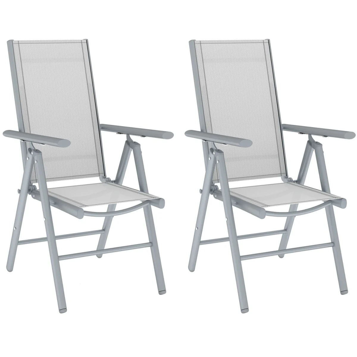 Mina Set of 2 Aluminium Light Grey Folding Outdoor Dining Chairs with Breathable Mesh – image 3