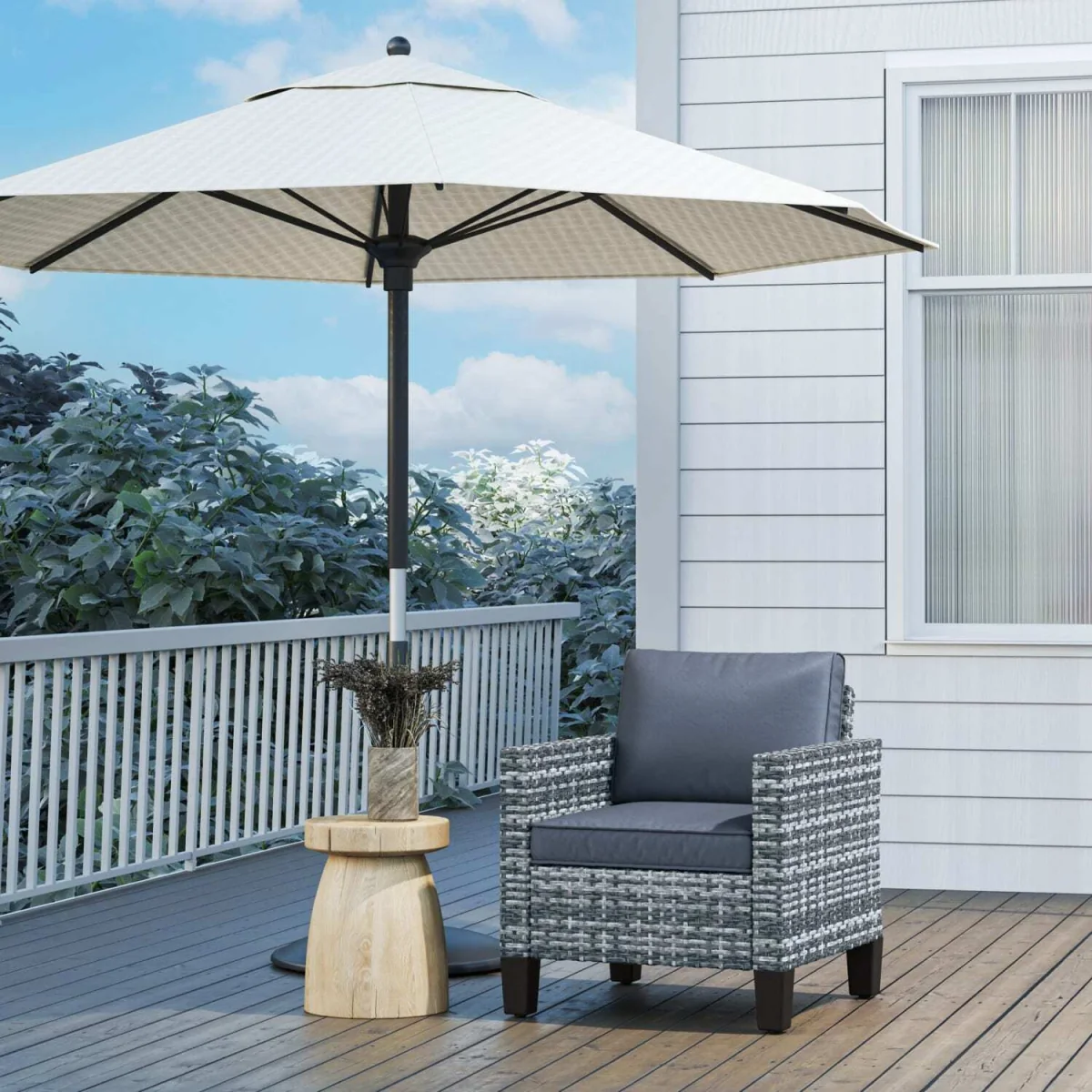 Resa Rattan Grey Outdoor Armchair with Cushion - Wyld Haus – image 10