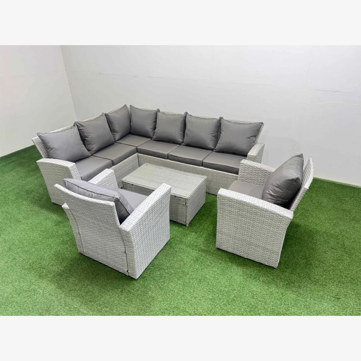 8-Seater PE Rattan Outdoor Garden Sofa Set 2 Chairs